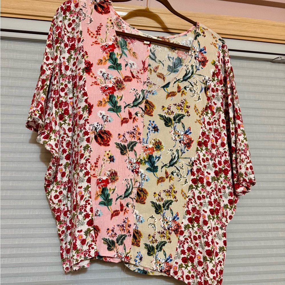 Umgee Floral Patchwork Women's Top